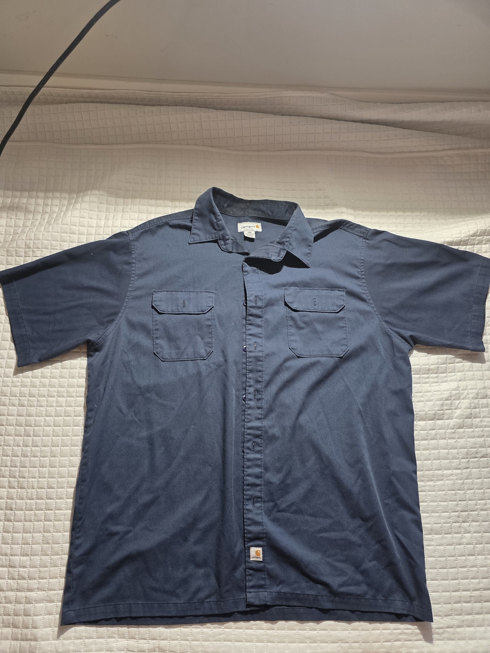 Carhartt Men's Dark Navy Short Sleeve Button-Down Work Shirt